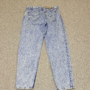 Levi's Acid Wash Blue Straight Leg Jeans, Men's Sz 36 X 34. Vintage USA Orange